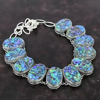 Ожерелье из ракушки ушка, ожерелье из стерлингового серебра 925 пробы, регулируемое ожерелье-цепочка, красивые ювелирные изделия из драгоценных камней, винтажное ожерелье ручной работы для подарков