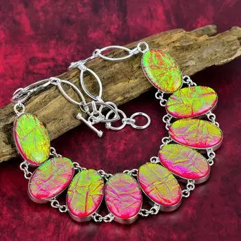 Ожерелье из розового австралийского тройного опала, ювелирные изделия ручной работы из стерлингового серебра 925 пробы с драгоценными камнями, регулируемое ожерелье-цепочка Уникальный дизайн ювелирных изделий Adjustable with 18 inches розовый