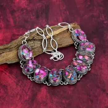 Ожерелье из розового колючего устрицы из цельного серебра 925 пробы, ювелирное ожерелье ручной работы с драгоценными камнями, на День памяти Adjustable With 18 Inches розовый