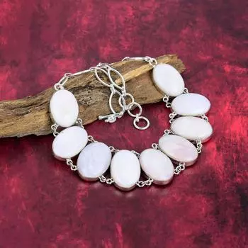 Ожерелье из розового опала из стерлингового серебра 925 пробы с регулируемой цепочкой, ювелирное ожерелье ручной работы с драгоценными камнями на День памяти Adjustable With 18 Inches розовый