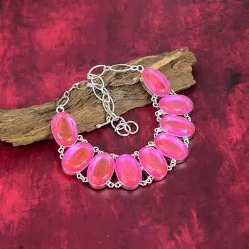 Ожерелье из розового триплетного опала, ювелирные изделия из цельного серебра 925 пробы с драгоценными камнями, ожерелье ручной работы, на День благодарения Adjustable with 18 inches розовый