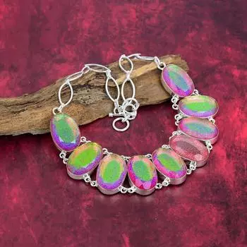 Ожерелье из розового триплетного опала, ювелирные изделия из цельного серебра 925 пробы с драгоценными камнями, ожерелье ручной работы, на День благодарения Adjustable With 18 Inches розовый