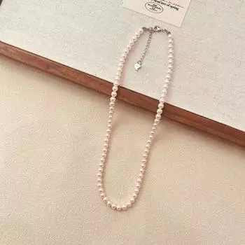 Ожерелье из розового жемчуга цвета цветущей сакуры: Элегантный, Блестящий, Идеально Круглый - Идеальный для Весны и Универсальный для Женщин