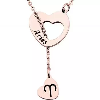 Ожерелье из розового золота с сердечком зодиака Ожерелье из нержавеющей стали Лучший подарок на день рождения