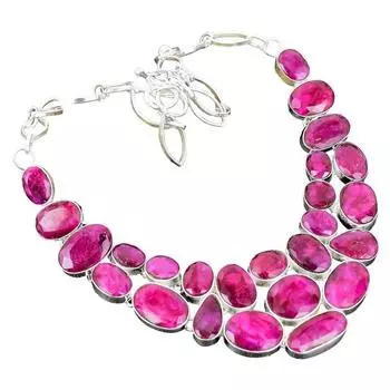 Ожерелье из рубина из серебра 925 пробы с рубином ручной работы, натуральный рубин из красного кашмирского камня, подарок для любимого человека 18 красный