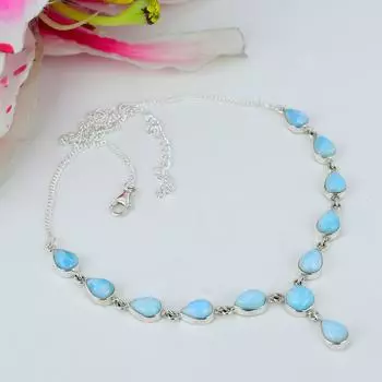 Ожерелье из серебра 925 пробы Natural Republic с драгоценными камнями Larimar, 18 дюймов, H5I60