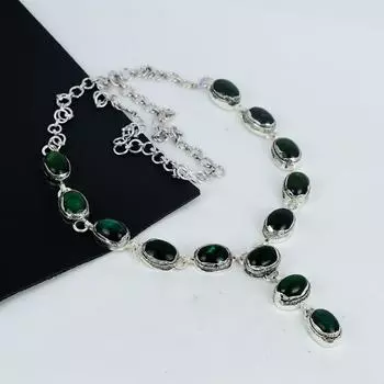 Ожерелье из серебра 925 пробы с драгоценным камнем Green Flash Labradorite, серебряное ожерелье Green Flash Labradorite для жены, ожерелье унисекс, подарок 20 зелёный