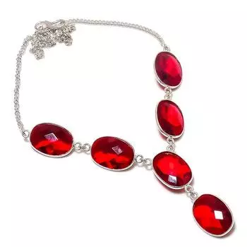 Ожерелье из серебра 925 пробы с натуральным мозамбикским гранатом, 18 дюймов, j4r28