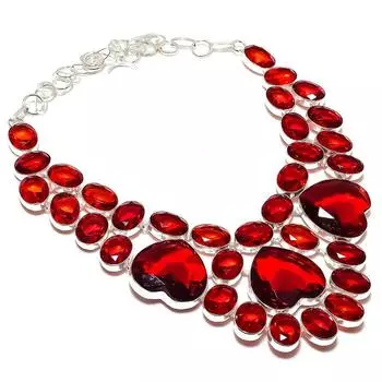 Ожерелье из серебра 925 пробы с натуральным мозамбикским гранатом, 18 дюймов e3y35