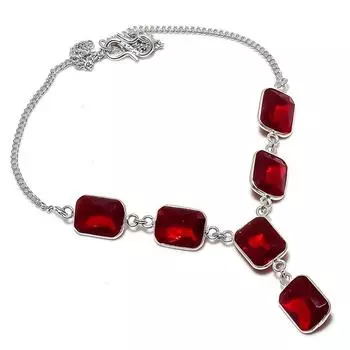 Ожерелье из серебра 925 пробы с натуральным мозамбикским гранатом 18 дюймов H9j54