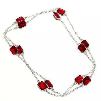 Ожерелье из серебра 925 пробы с натуральным мозамбикским гранатом 36 дюймов n1e29