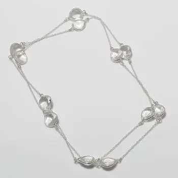 Ожерелье из серебра 925 пробы с натуральным белым топазом 36 дюймов Q5W42