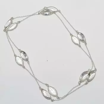 Ожерелье из серебра 925 пробы с натуральным белым топазом 36 дюймов i0l40