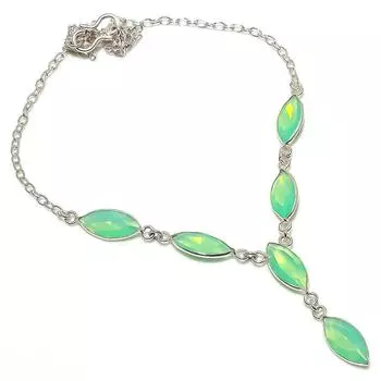 Ожерелье из серебра 925 пробы с натуральным огненным опалом 18 дюймов o8o24