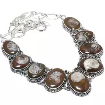 Ожерелье из серебра 925 пробы с коричневым аммонитом ручной работы, 18 дюймов JCN484-413