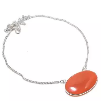 Ожерелье из серебра 925 пробы с натуральным камнем сердоликом 18 дюймов G5Y25