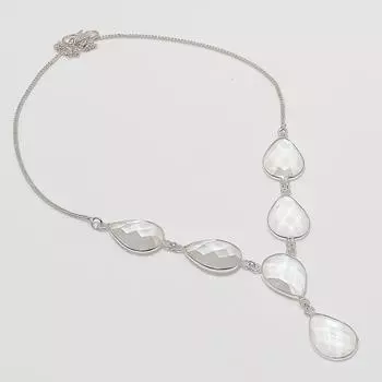 Ожерелье из серебра 925 пробы с натуральным белым топазом 18 дюймов P5G41