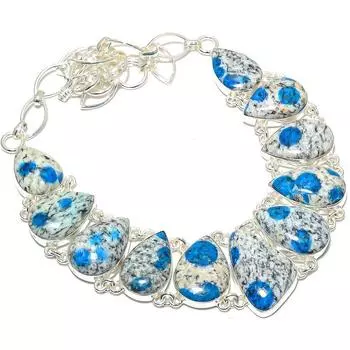 Ожерелье из серебра 925 пробы с драгоценным камнем K2 Azurite, этническое, 18 дюймов JCN367-40