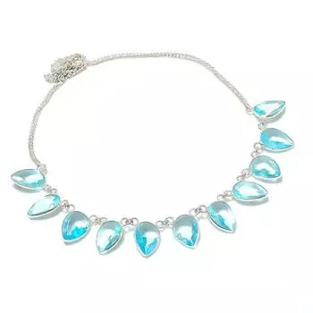 Ожерелье из серебра 925 пробы с натуральным голубым топазом 18 дюймов U6q80