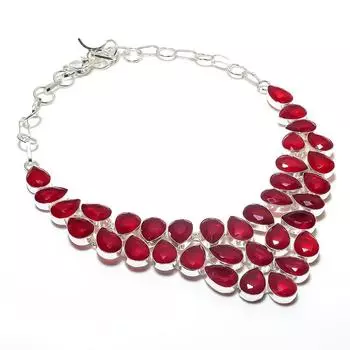 Ожерелье из серебра 925 пробы с натуральным мозамбикским гранатом 18 дюймов E5y74