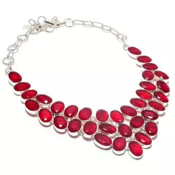 Ожерелье из серебра 925 пробы с натуральным мозамбикским гранатом, 18 дюймов, m4l04