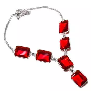 Ожерелье из серебра 925 пробы с натуральным мозамбикским гранатом 18 дюймов N3Y21