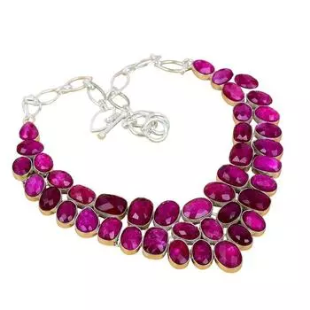 Ожерелье из серебра 925 пробы с драгоценными камнями из красного рубина кашмира ручной работы, ожерелье из серебра 925 пробы с натуральными красными рубинами, подарок для мамы 18 красный