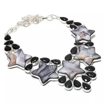 Ожерелье из серебра 925 пробы с перламутром и шпинелью 18 дюймов R6g44