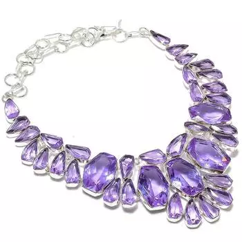 Ожерелье из серебра 925 пробы с натуральным розовым аметистом, 18 дюймов f2c64