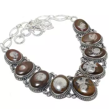Ожерелье из серебра 925 пробы с коричневым аммонитом ручной работы, 18 дюймов JCN484-337
