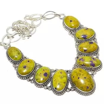 Ожерелье из серебра 925 пробы с драгоценными камнями стихтитом ручной работы, 18 дюймов JCN360-45