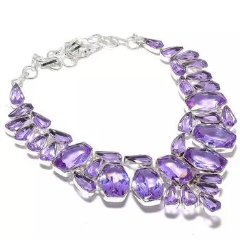 Ожерелье из серебра 925 пробы с натуральным розовым аметистом, 18 дюймов, G3M69