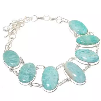 Ожерелье из серебра 925 пробы с драгоценным камнем амазонит, 18 дюймов V4i79