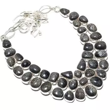 Ожерелье из серебра 925 пробы с драгоценными камнями из ската-коралла, 18 дюймов JCN326-3