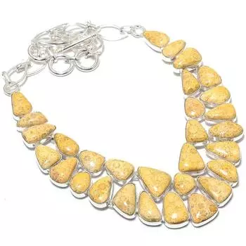 Ожерелье из серебра 925 пробы с драгоценными камнями из ископаемых кораллов, 18 дюймов JCN484-9