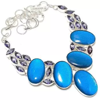 Ожерелье из серебра 925 пробы с синим триплетным опалом, 18 дюймов J5Y22 синий