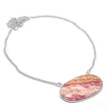 Ожерелье из серебра 925 пробы с натуральным родохрозитом 18 дюймов m7C55