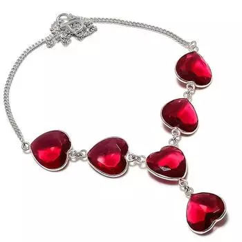 Ожерелье из серебра 925 пробы с натуральным мозамбикским гранатом 18 дюймов H4q92