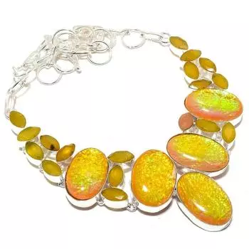 Ожерелье из серебра 925 пробы с желтым триплетом огненного опала и желтым сапфиром 18 дюймов MQ-1248 18 жёлтый