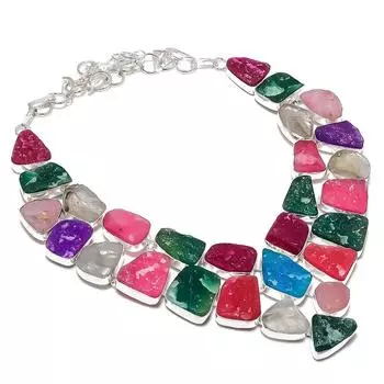 Ожерелье из серебра 925 пробы с натуральным гемеморфитом Друзы 18 дюймов T9L22