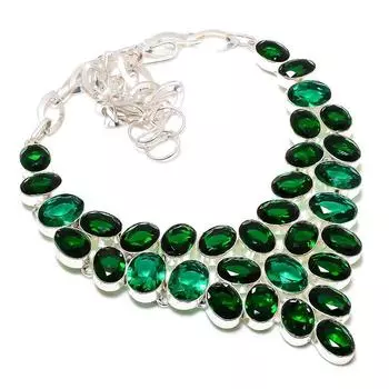 Ожерелье из серебра 925 пробы с хромдиопсидом, 18 дюймов B5G08 зелёный