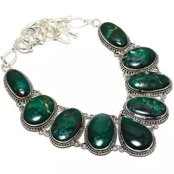 Ожерелье из серебра 925 пробы с драгоценным камнем куприт хризоколла ручной работы 18 дюймов JCN360-73