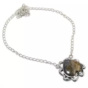 Ожерелье из серебра 925 пробы с натуральным золотым пиритом, 18 дюймов, v5f89