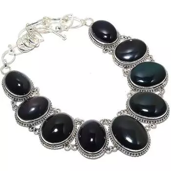 Ожерелье из серебра 925 пробы с черным глазом обсидиана, 18 дюймов JCN353-26