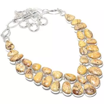 Ожерелье из серебра 925 пробы с драгоценными камнями из ископаемых кораллов, 18 дюймов JCN484-3