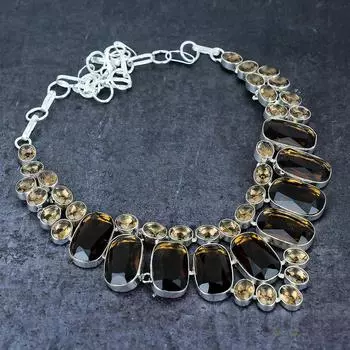 Ожерелье из серебра 925 пробы с натуральным медовым топазом 18 дюймов J4V76