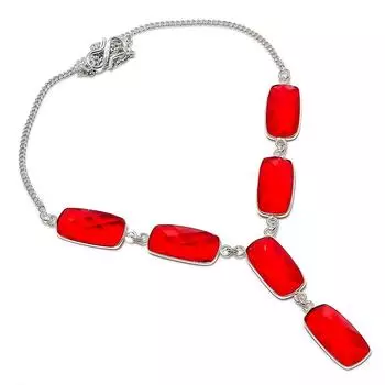 Ожерелье из серебра 925 пробы с натуральным мозамбикским гранатом, 18 дюймов F2p53