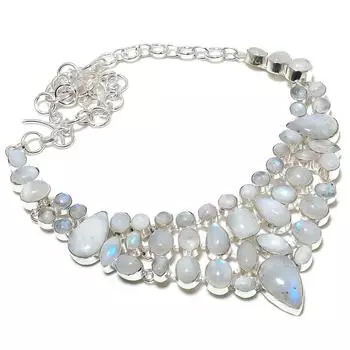 Ожерелье из серебра 925 пробы с лунным камнем, 18 дюймов, d5Z95