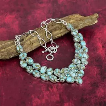 Ожерелье из серебра 925 пробы с медным ларимаром и регулируемой цепочкой, ювелирное ожерелье ручной работы с драгоценными камнями на День благодарения Adjustable With 18 Inches синий