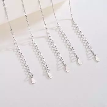 Ожерелье из серебра 925 пробы с крестом и звездой, цепочками в виде волн, коробок, змеек и костей, с удлиненной цепью в виде хвоста water wave chain, 40+5cm розового золота